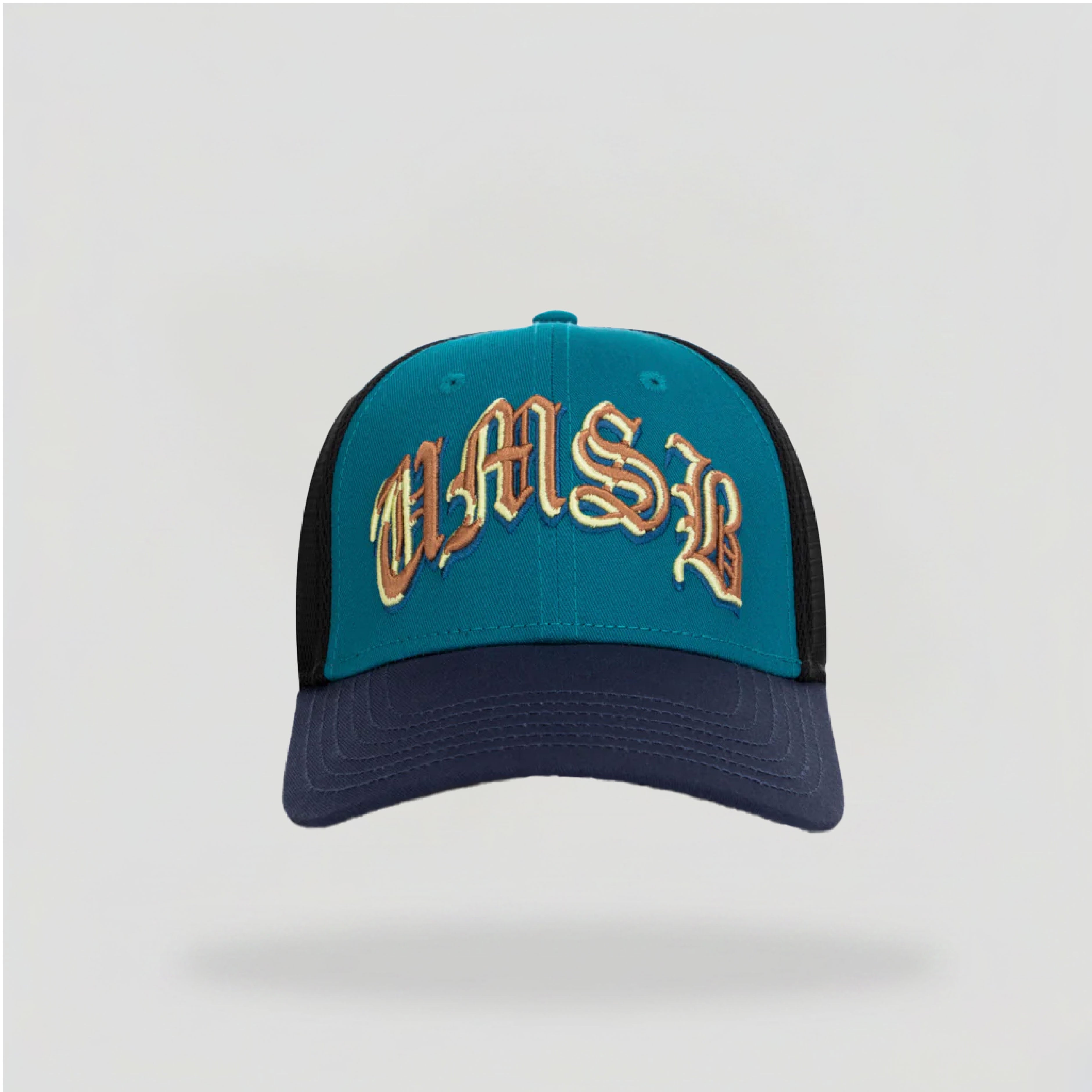 Tidebreaker_blue_black_turcker_baseball_cap_custom_applique