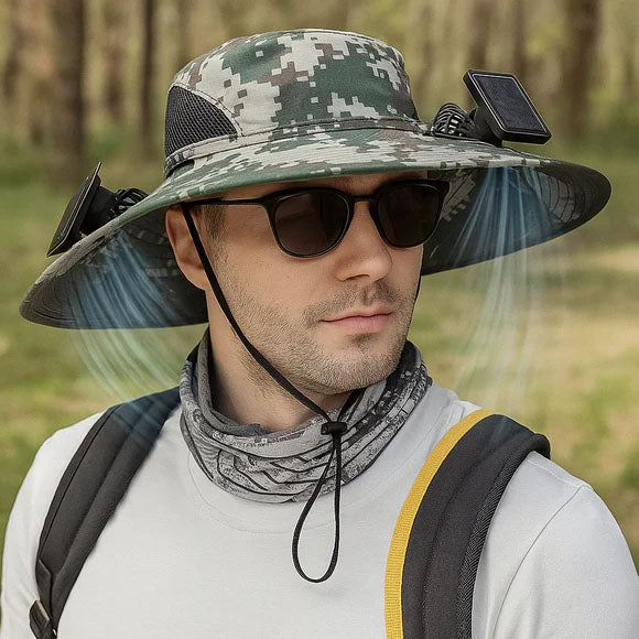 camo bucket hat_with_solar_panel_fishing_hat