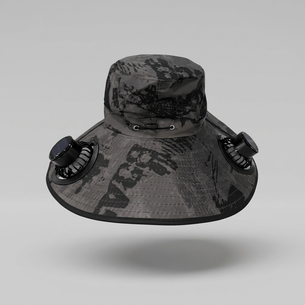 camo bucket hat_with_solar_panel_fishing_hat